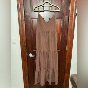 Elegant Brown Tiered Maxi Dress